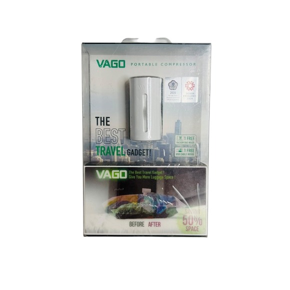 VAGO‎ Portable Compressor Travel Gadget Luggage Space Saver USB White - Picture 1 of 2